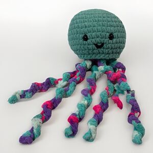 Handmade Crochet Jellyfish Plush Amigurumi 15” Soft Chenille Stuffed Toy
